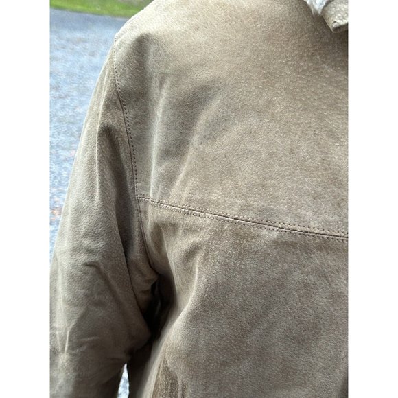 Colebrook Leather Jacket Mens Med Tan Suede Shearling Field Farm Vtg Distressed - Picture 3 of 16